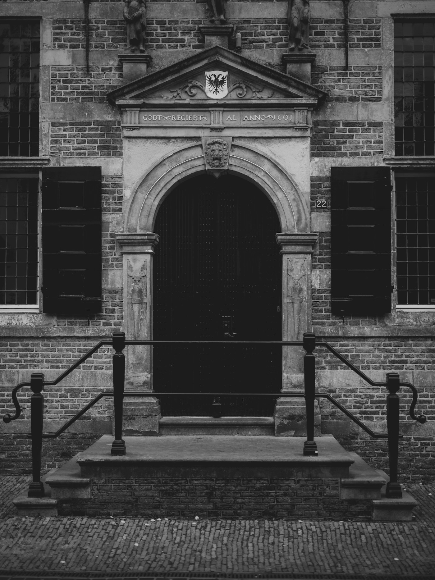 A closed European doorway