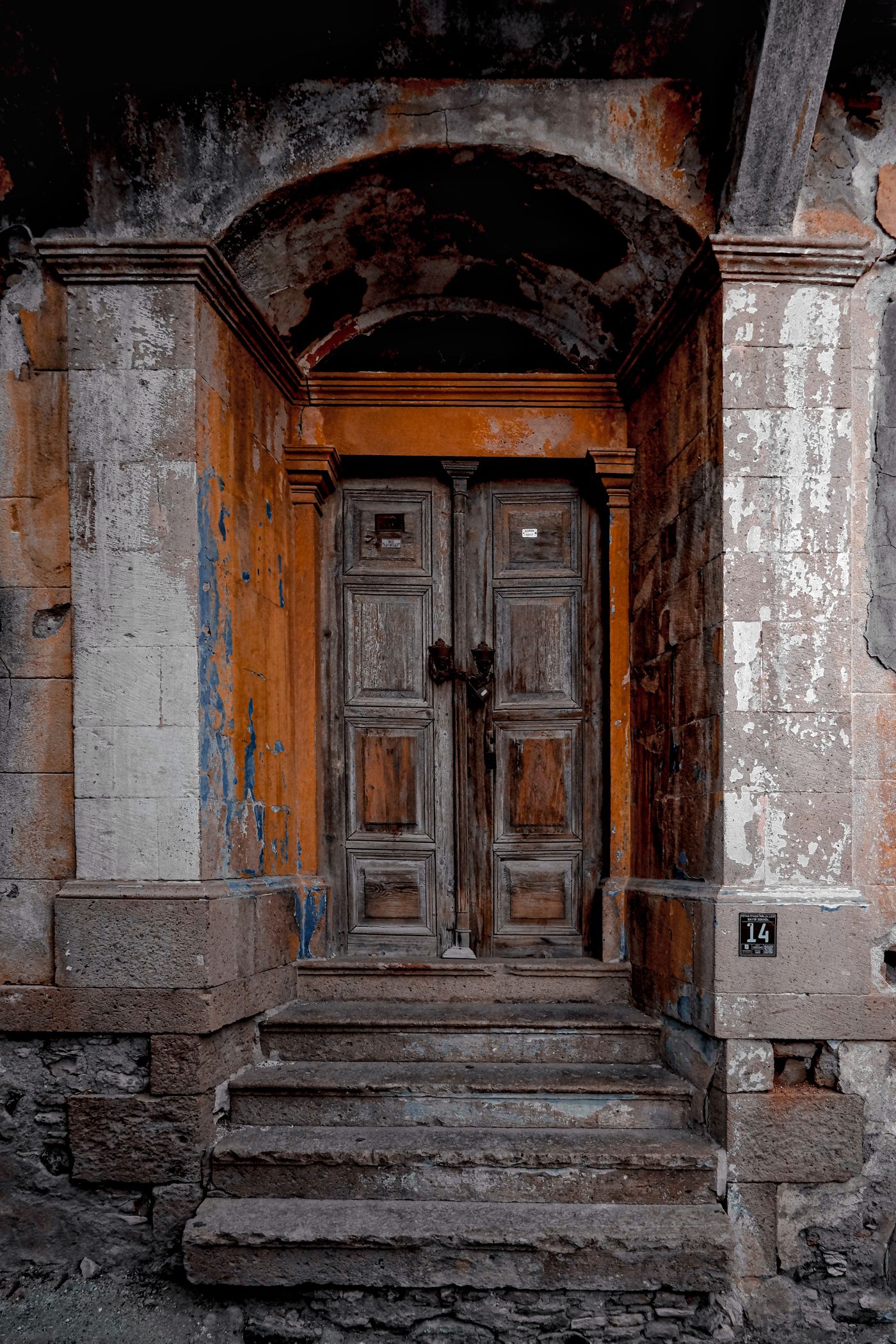 A closed Gothic doorway