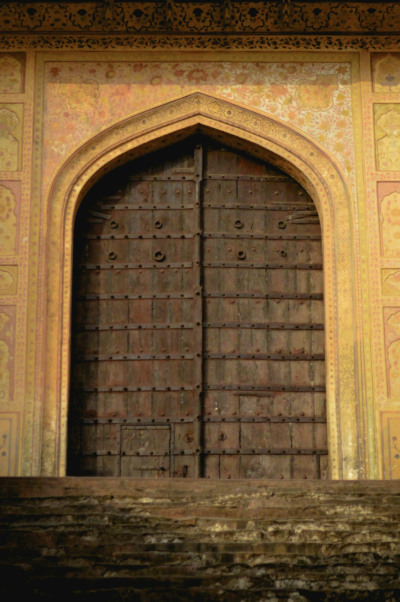 A closed carved palace doorway